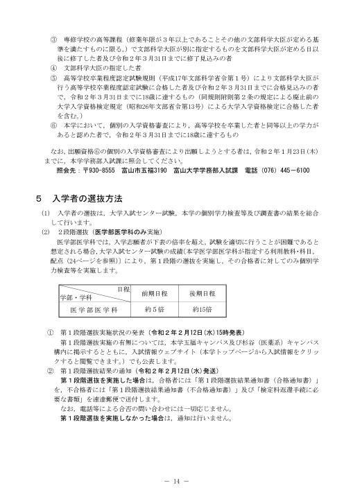 令和2年度 学生募集要項 一般入試